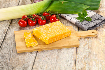 Marble yellow cheese with slices