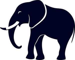 Flat vector elephant symbol icon in silhouette style, suitable for app icons and badges.