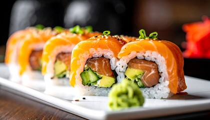 Delicious Salmon Sushi Rolls.