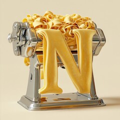 Pasta Machine With Letter N Made Of Pasta Dough.