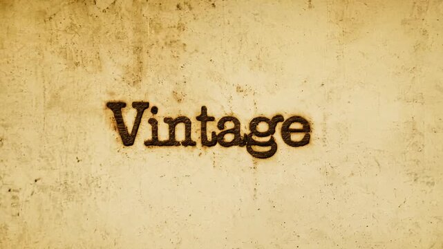 The word "Vintage" in Retro Typewriter style, written in black ink with a vintage typewriter font and a faded worn look