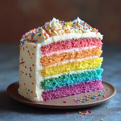 Rainbow Layer Cake with Sprinkles and Cream Cheese Frosting.
