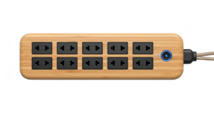 Multiple outlet power strip isolated on transparent background