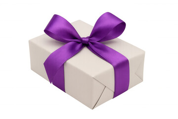 Obraz premium Gift box with vibrant purple ribbon tie, celebrating special occasions, surprises, and holidays on transparent background