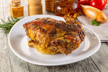Baked in oven whole chicken with spices
