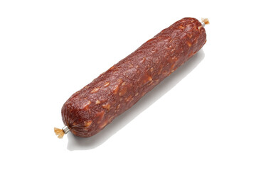 Whole Salami Sausage on Transparent Background - Classic Cured Meat for Culinary Use