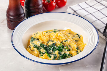 Omelette with spinach for breakfast