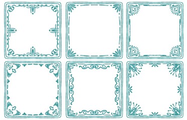 Decorative Square Frames Set PNG