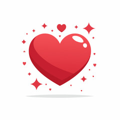 A vibrant illustration featuring a large red heart surrounded by smaller hearts and sparkling stars.