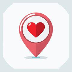Location pin with a heart symbol inside, indicating a place of love or affection.