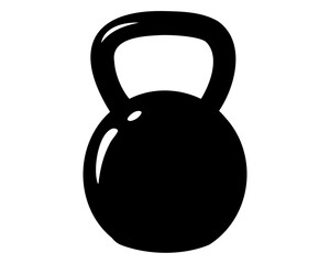Simple Black Kettlebell Illustration for Fitness and Exercise with Glossy Reflection