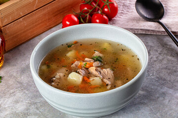 Chicken homemade soup with potato