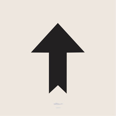 Simple black upward arrow design pointing up on a beige background illustration