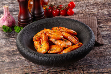 Delicous roasted tiger prawn snack