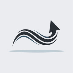 Abstract wavy arrow icon symbolizing growth and forward movement towards progress design