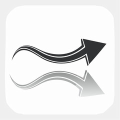 Curved arrow graphic illustration with reflection for wayfinding or navigation design elements