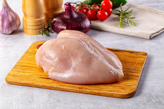 Raw chicken breast without skin