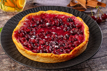 Tasty homemade pie with cherry