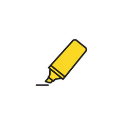 Yellow highlighter marker emphasizing with line isolated PNG with Transparent Background