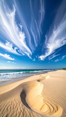 Beach scene with dramatic clouds