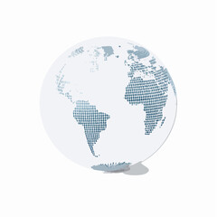Abstract depiction of the earth globe with dotted pattern representing continents and oceans