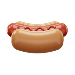 Cartoon hotdog with mustard isolated PNG with Transparent Background