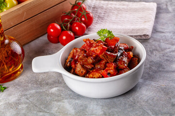 Roasted beef meat with vegetables