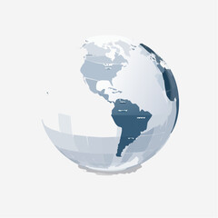 Naklejka premium Illustration of a stylized globe focusing on the Americas for global awareness visualization