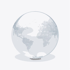 Minimalist world globe illustration showcasing continents and clean vector design for use