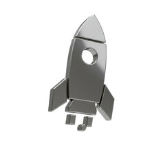 Metal rocket ship taking off isolated PNG with Transparent Background