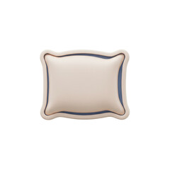 Beige pillow with blue trim detail isolated PNG with Transparent Background