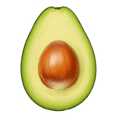 Half an avocado with pit isolated PNG with Transparent Background
