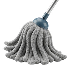 Close-up of a gray microfiber spin mop isolated PNG with Transparent Background