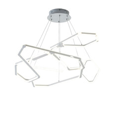 Modern geometric LED chandelier lighting fixture isolated PNG with Transparent Background