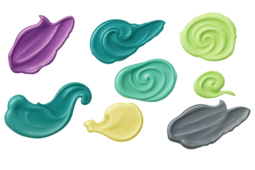 Colorful cosmetic cream swatches for beauty product background isolated PNG with Transparent Background