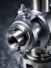 Precision-machined metal component on industrial machinery or engine part