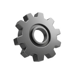 Silver metal gear for machinery and engineering isolated PNG with Transparent Background