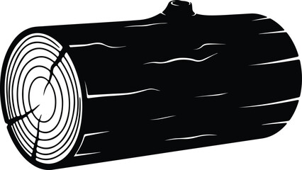 Vector Log wood trunk timber cut textured silhouette Illustrator © Ummei