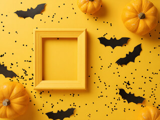 Realistic festive yellow backdrop border uncluttered design