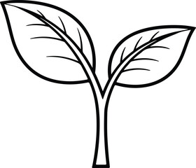 Vector Plant sprout with two leaves silhouette Illustrator