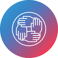 Teamwork Line Gradient Circle Background Icon