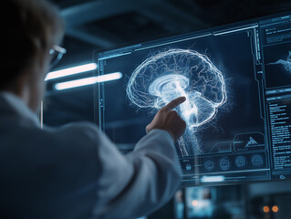 Doctor Analyzing Brain Imaging Data