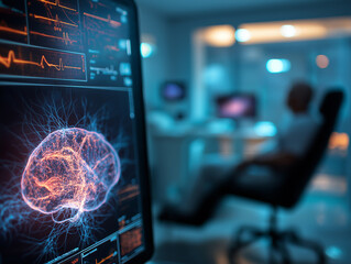 Medical Display of Brain with Neural Connections