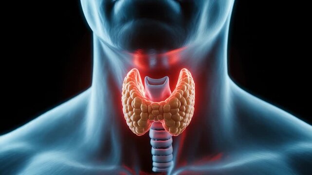 Anatomy of the thyroid gland concept illustration medical health illuminated. Medical visualization.