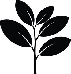 Vector Sprout silhouette with leaves minimalist style isolated Illustrator