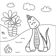 Cute Dinosaur Coloring Page for Kids