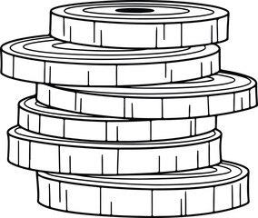 Vector Stack of coins or casino chips silhouette Illustrator