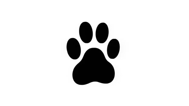 Black Paw Print Icon on White Background.