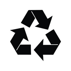 Recycle symbol in black and white, universal sign for reuse and environmental protection, an eco-friendly concept illustration