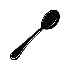 Classic spoon silhouette in black, a clean vector file graphic. This isolated kitchenware icon represents dining and cutlery, a perfect design element for food-related projects and eps format